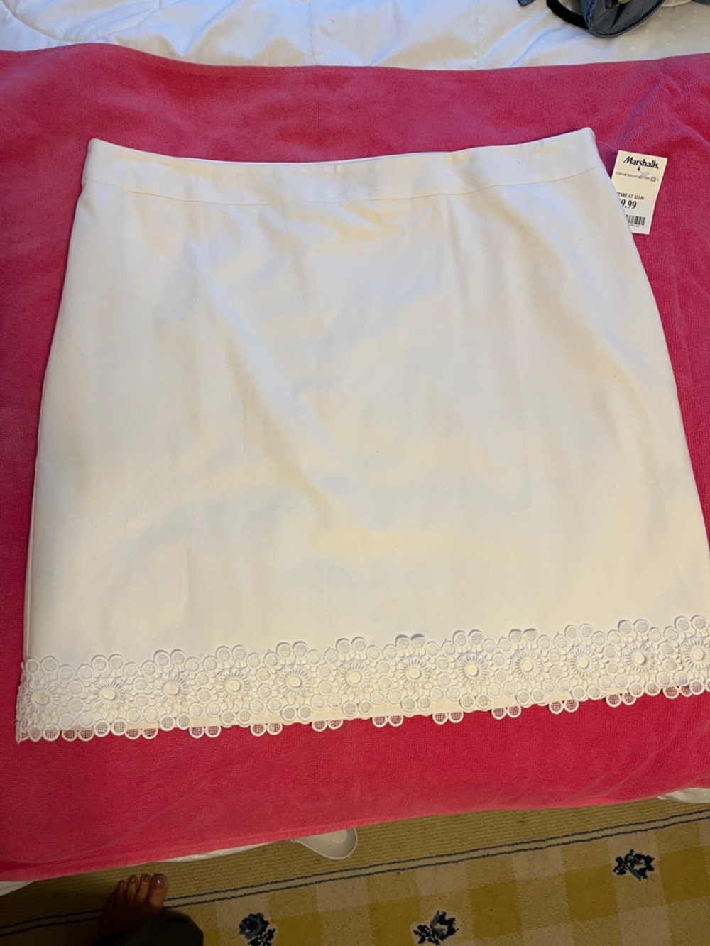 Talbots White Mini Skirt with Lace Hem 16